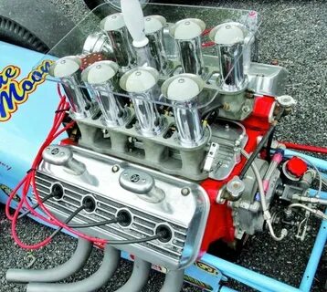 Fuel injected early hemi in an old school dragster. Dragster