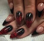 Black and red Red ombre nails, Red wedding nails, Red sparkl