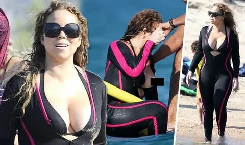 Mariah Carey suffers NIP SLIP after her plunging bikini stru
