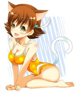 Safebooru - animal ears breasts cat ears cat tail cleavage h