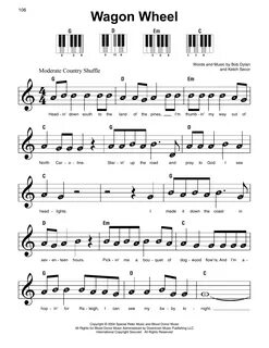 Wagon Wheel Sheet Music Old Crow Medicine Show Super Easy Pi