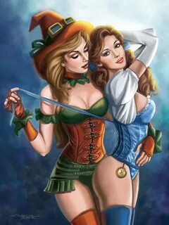8x10 Signed Steampunk Wizard of Oz Dorthy and Ms Scarecrow E