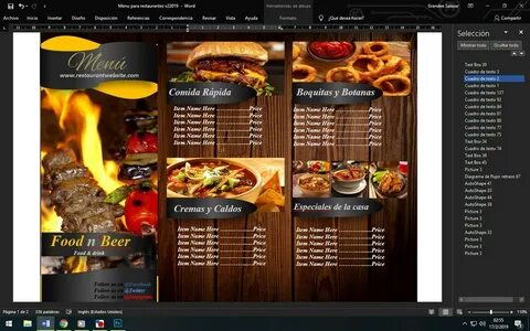 Plantilla Menu Restaurante Word - Menú