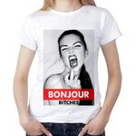 Футболка женская Bounjour bitches купить с доставкой