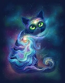 Galaxy Cat by Hidden-Rainbows Cat art, Black cat art, Galaxy