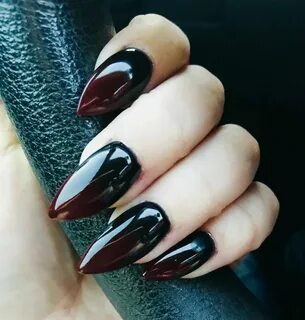 Red and black ombré stiletto acrylic nails Witch nails, Hall