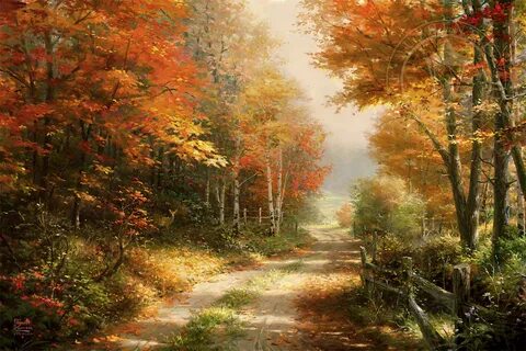 A Walk Down Autumn Lane Thomas Kinkade Studios