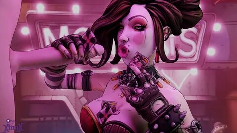 borderlands moxxi 1boy 1girl 3d blue eyes breasts brown hair