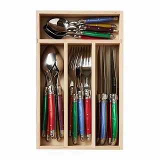 Multi-Colors in Wood Tray Laguiole Sovereign 24 Piece Cutler