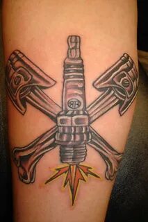 Spark Plug And Cross Pistons tattoo