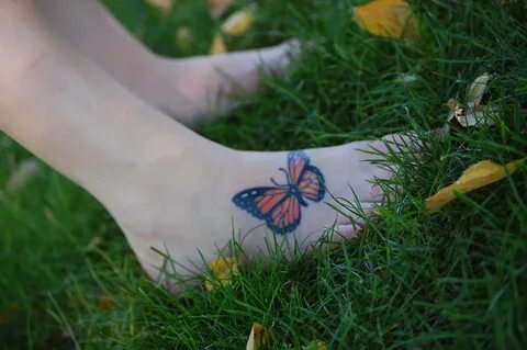 Butterfly Foot Tattoo Butterfly tattoo designs, Butterfly fo