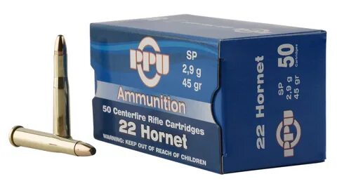 PPU PP22H Standard Rifle 22 Hornet 45 GR Soft Point 50 Bx/ 2