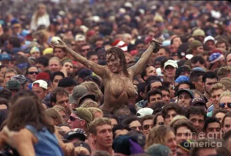 Topless Concert Fan Covered in Mud Photograph by Concert Pho