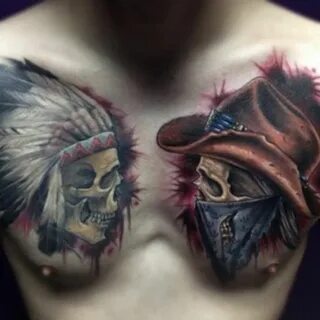 Indian skull tattoos, Cowboy tattoos, Indian tattoo