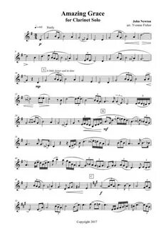 Amazing Grace For Clarinet Solo By John Newton - Digital She