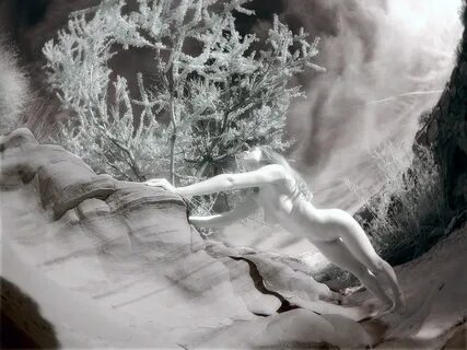 6336 Infrared Nude Woman in Desert Wash Photograph by Chris 