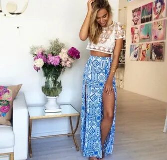 blue skirt lace top boho hipster top skirt alexis ren top al