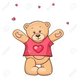 Illustration of cute Teddy Bear in heart t-shirt - 13041863.