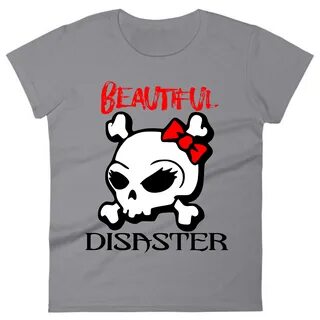 Beautiful Disaster Skull & Bow Girls/Womens T-Shirt Created 