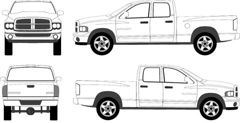 2003 Dodge Ram 1500 crew Pickup Truck blueprints free - Outl