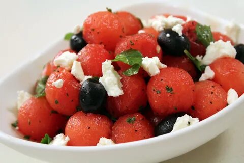 How to make Watermelon Olive and Feta Salad, recipe by Maste