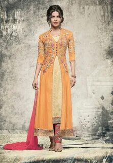 #Priyanka #Chopra In Orange #Georgette #Stylish #Suit #nikvi