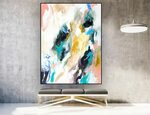 Original Abstract Painting on Canvas, Vertical #LA0183d Larg
