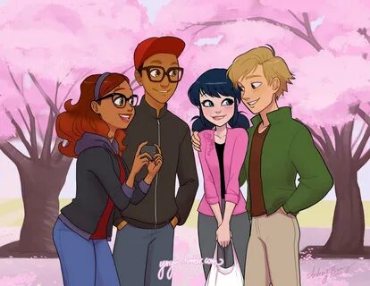 Marinette and Adrien with Alya and Nino - Miraculous Ladybug