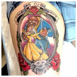 thebunnymachine: Finished beauty and the beast thigh tattoo 