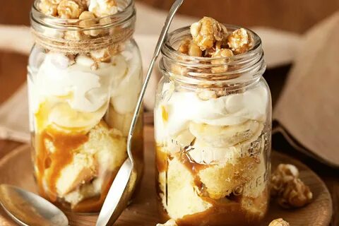 Salted caramel popcorn sponge pudding in a jar guardspudding