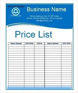 20 Sample Free Price List Templates In Word Excel Pdf Format