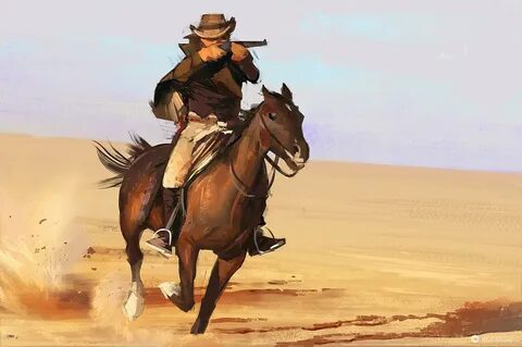 illustration, cowboy, western, painterly.