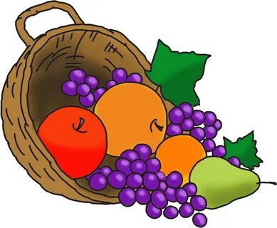 Thanksgiving Cornucopia With Fruits - Thanksgiving Fruit Cli