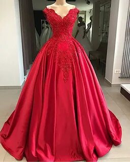 Cap Sleeve Cotillion Red Ball Gown Prom Gown Robe De Soiree 