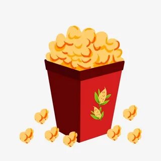 Red Popcorn Bucket Decoration Illustration, Cinema Clipart, 