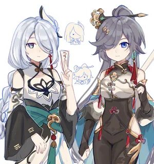 shenhe, fu hua, and fu hua (genshin impact and 3 more) drawn by 11281847 Da...