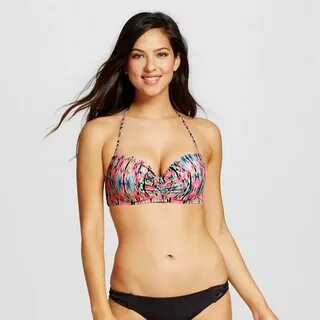 Women's Summer Halter Bikini Top - Coral Ikat - 34C - Shade 