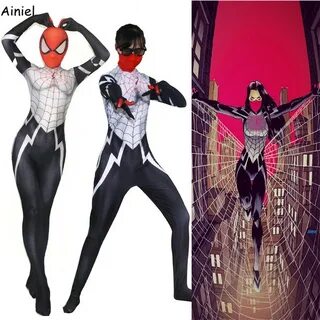 Веном шелк Синди Мун SpiderGirl Человек паук косплей костюм 