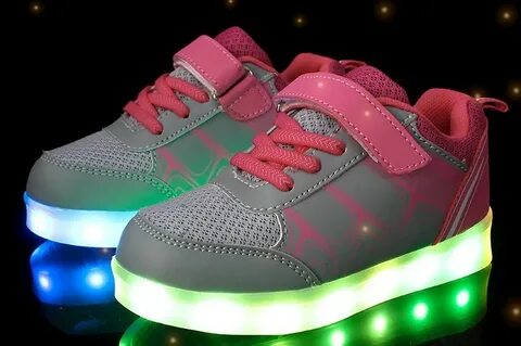 Светящиеся кроссовки с LED подсветкой детские 1168, цвет Сер