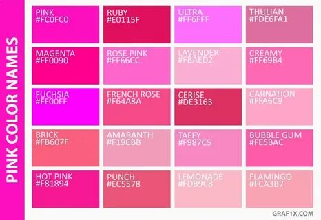 pink color names Alldo_maker Pink color chart, Color palette