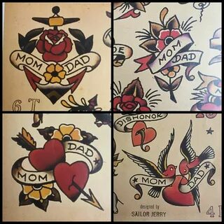 Sailor Jerry Mom Dad Tattoo Art Print/Poster ci41 Antiquität