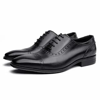 125$ Men Perforated Cap Toe Leather Oxford Shoes Brown leath