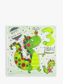 Rachel Ellen 3 Today Dinosaur Birthday Card