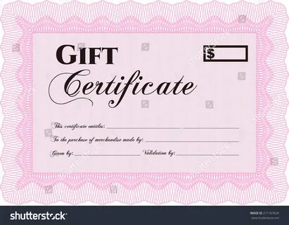 Pink Horizontal Gift Certificate Template Stok Vektör (Telif