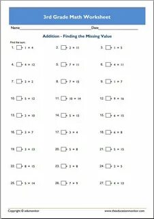 3rd Grade Math Worksheets pdf - EduMonitor 3rd grade math wo