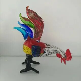 New Arrival Hand Blown Glass Murano Rooster Chicken Figurine