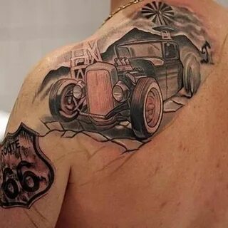 http://tattoomagz.com/modern-cars-tattoos/hot-rod-black-car-
