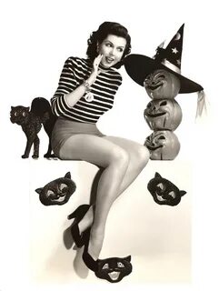Ann Miller 1948 - Vintage Halloween - Pumpkin / Black Cat / 