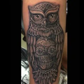 owl tattoos Owl skull unique artistic black leg tattoo uncat