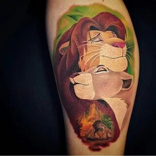 Simba and Nala, such a beautiful piece! Disney tattoos, Lion